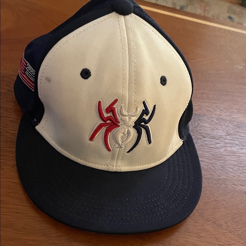 SpiderZ The Game Red Blue Cream Embroidered Spider Cap American Flag fitted XS